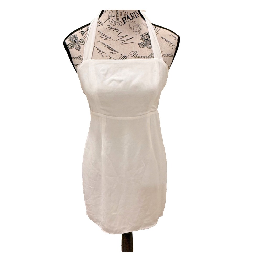 Tobi Women's Cocktail Prom Formal Halter Neck Dress; White - Size Small